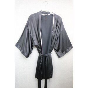 Victoria's Secret Black Satin Robe-One Size-Pockets-Belted-Nice